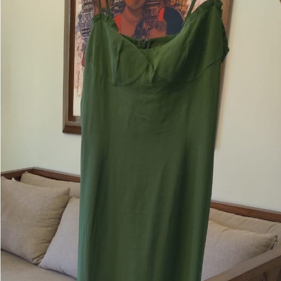 Reformation Aiko Green Pleated Midi Sundress - Picture 4 of 5